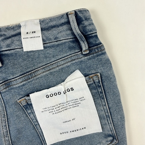 Good American Good Legs Destroyed Skinny Leg Ankle Cropped Designer Jeans - Picture 7 of 16